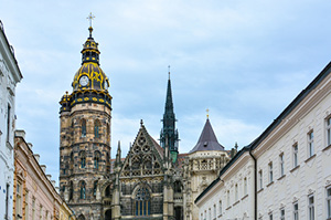 A view of St Elizabeth's Cathedral, a grand cathedral located in Kosice.