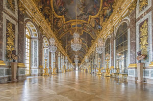 An interior shot of the royal Palace of Versailles. 