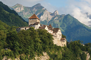 The 12th century Vaduz Castle nestled above Liechtenstein's capital city.