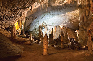 A picture of Slovenia's enchanting Postojna Cave and it's rock formations.