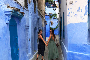 two girls holding hands in Morocco