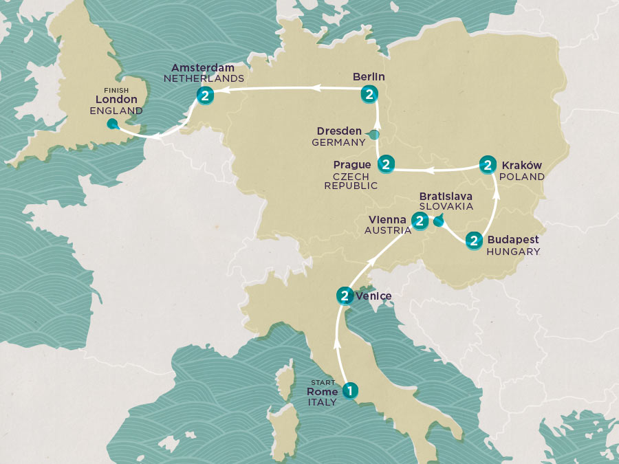 tourhub | Topdeck | Get Social: Central & Eastern Europe Highlights 2024 | Tour Map