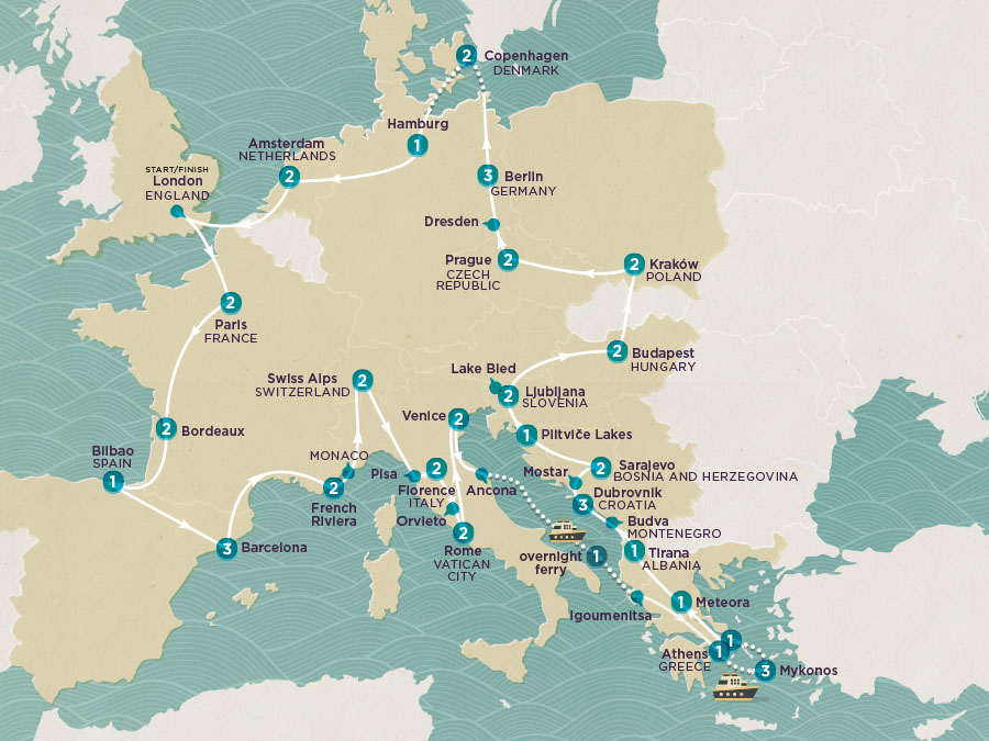 tourhub | Topdeck | Get Social: Mega European 2024 | Tour Map