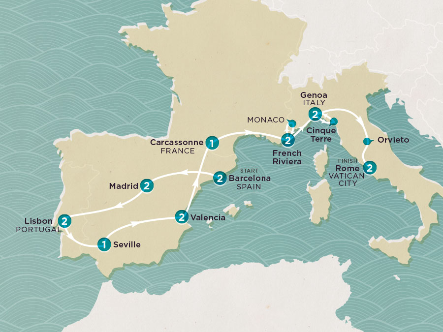 tourhub | Topdeck | Get Social: Southern Europe Highlights 2024 | Tour Map