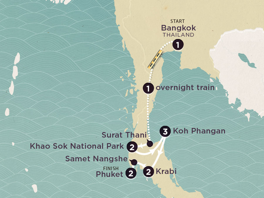 tourhub | Topdeck | Delve Deep: Southern Thailand 2024-25 | Tour Map