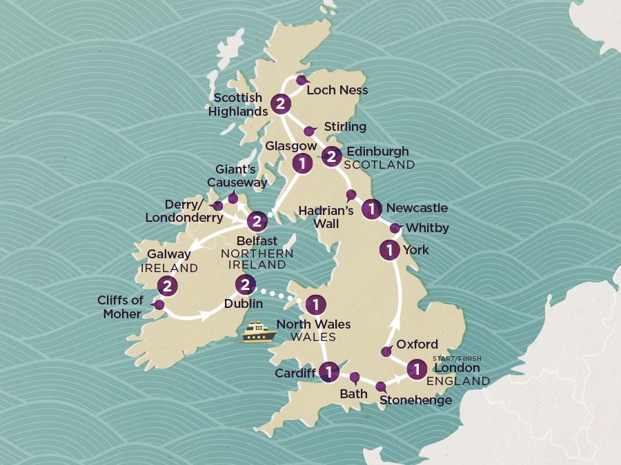 tourhub | Topdeck | Play & Pause: Britain & Ireland 2024-25 | Tour Map