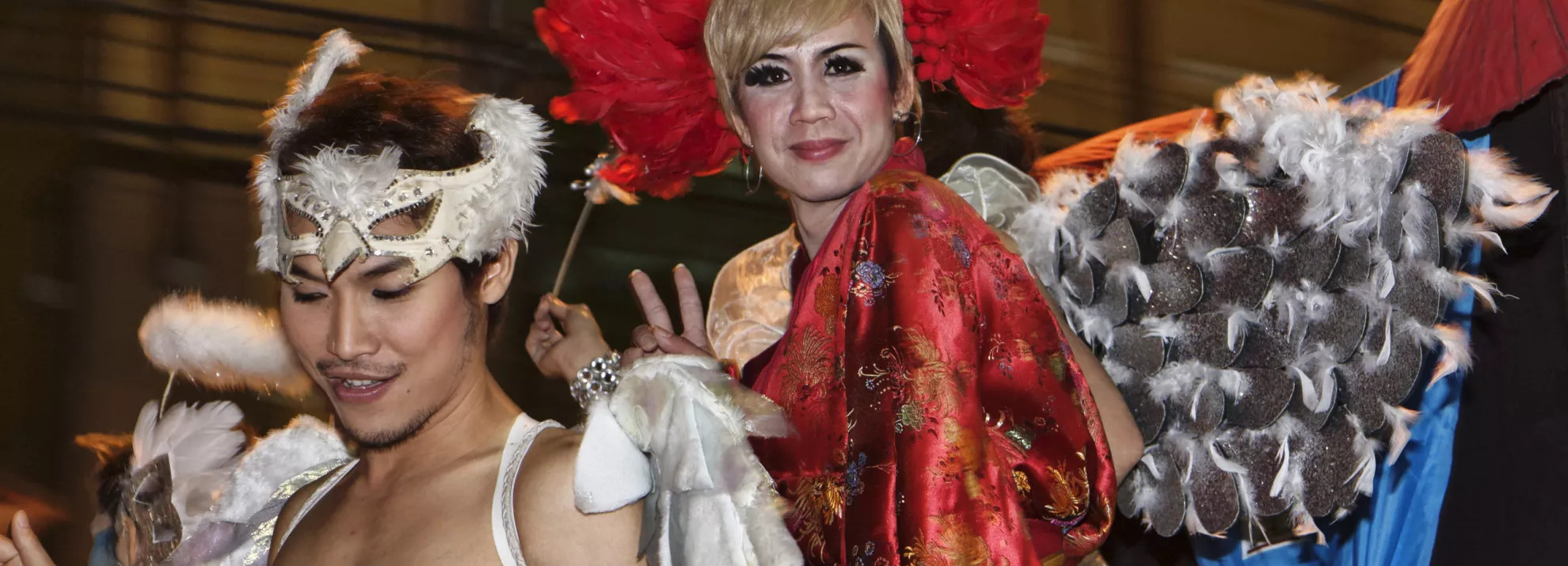 People dressed up at a Pride event