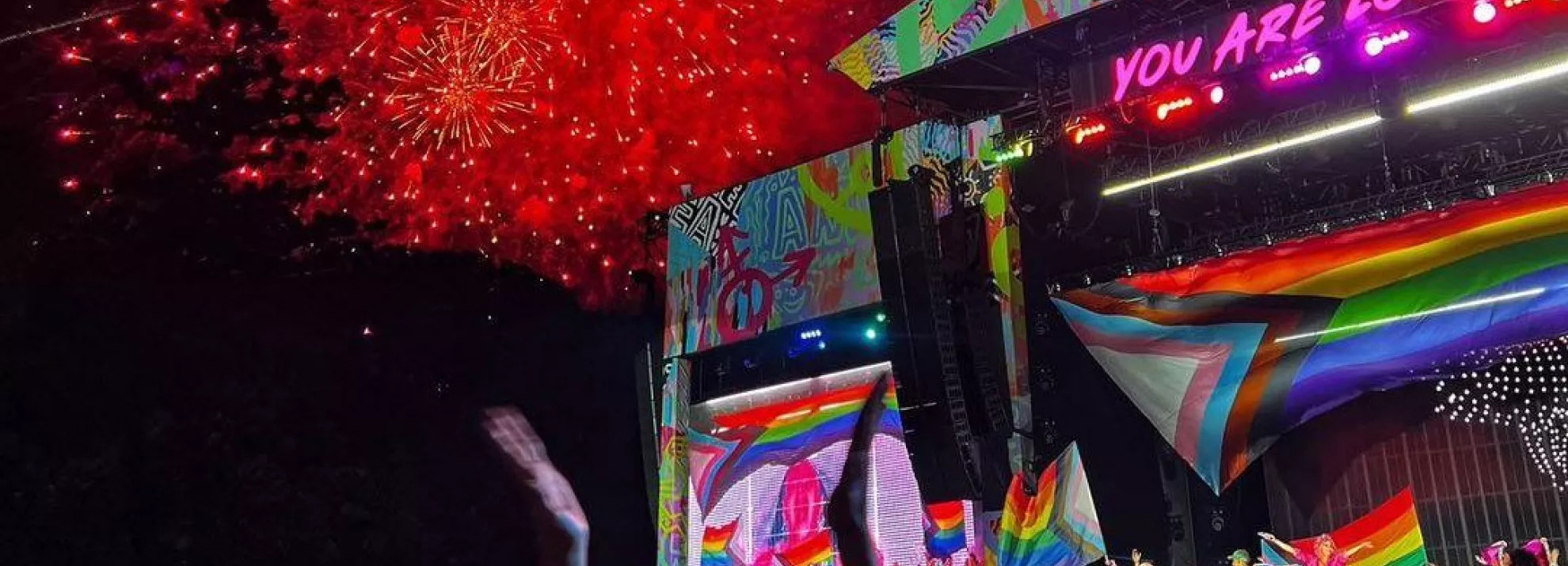 A crowd watching a love show at Sydney World Pride