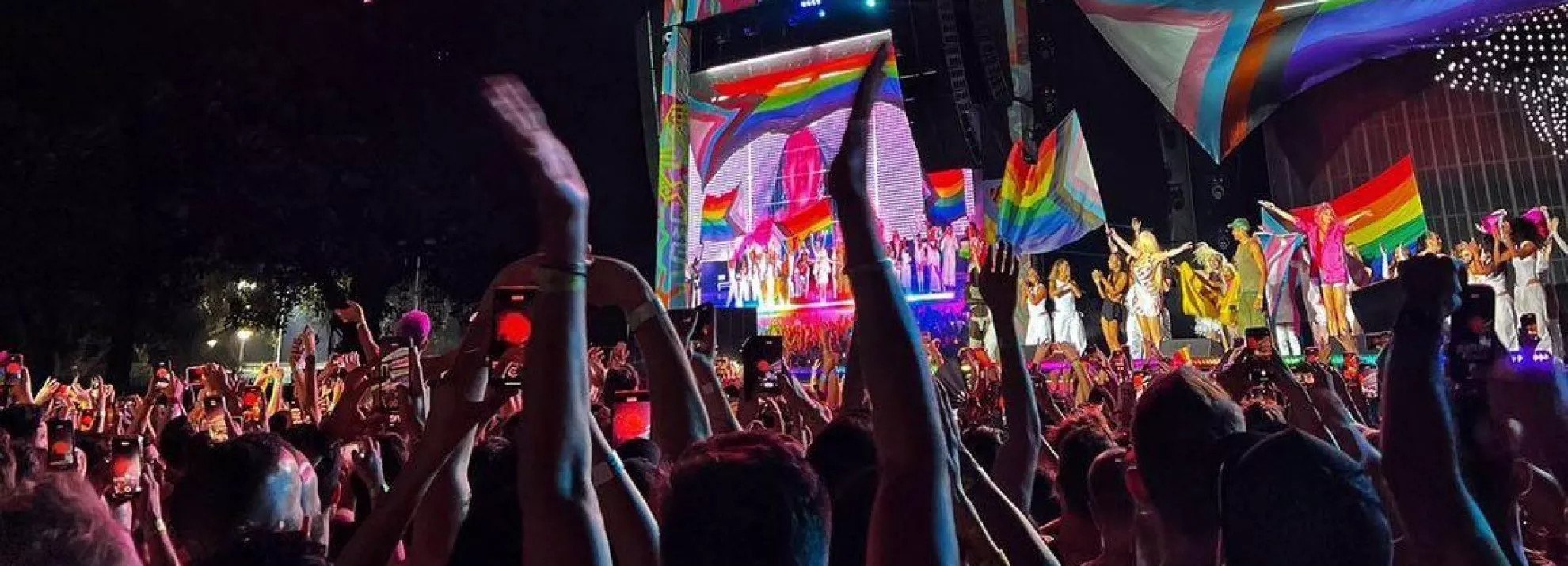 Crowd of people celebrating pride at a concert in Sydney
