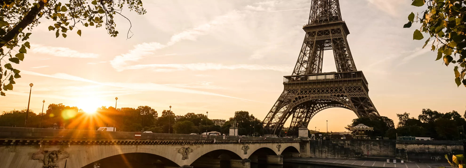 The Eiffel Tower at sun set