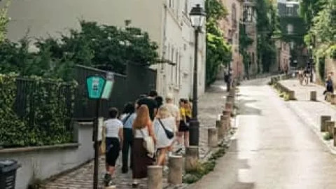 Group taking a walk in Paris