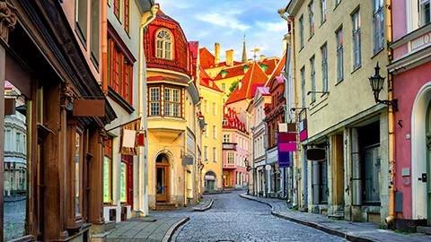 Colourful picturesque street in Tallinn