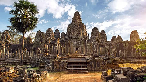 Bayon Temple at Angkor in Cambodia.