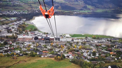  View of Voss from the Voss Gondol cable car in Norway.