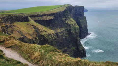 Landscape view of the Cliffs of Moher in Ireland.