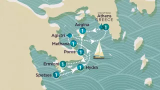 Sail & Swim: Greece 2025 map.