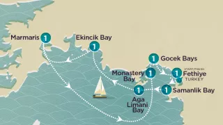 Sail & Swim: Turkey 2025 map.
