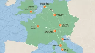 Central & Western Europe: Essential Cities trip map.