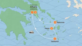 Greek Islands: Sunsets & Sea Breezes map.