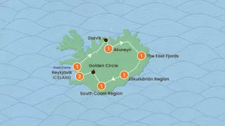 Iceland: Lagoons & Lava Fields 2026 map