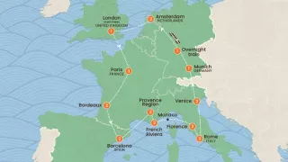 Central & Western Europe: City Meets Coast map.