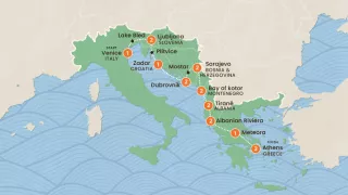 Venice to Athens: Culture & Coastline map.