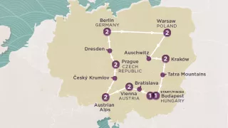 Play & Pause: Central & Eastern Europe Highlights map.