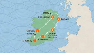 Ireland: Shamrocks & Singalongs trip map.
