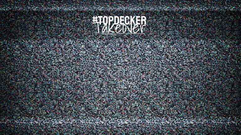 Black, grey and red pixels, with the header '#Topdecker Takeover'