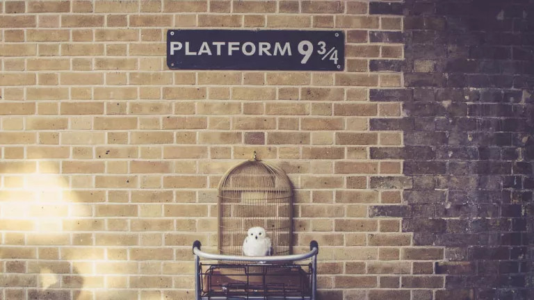 The Harry Potter platform 9 3/4 in King's Cross