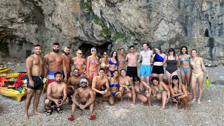 A group of topdeckers on the beach in Croatia
