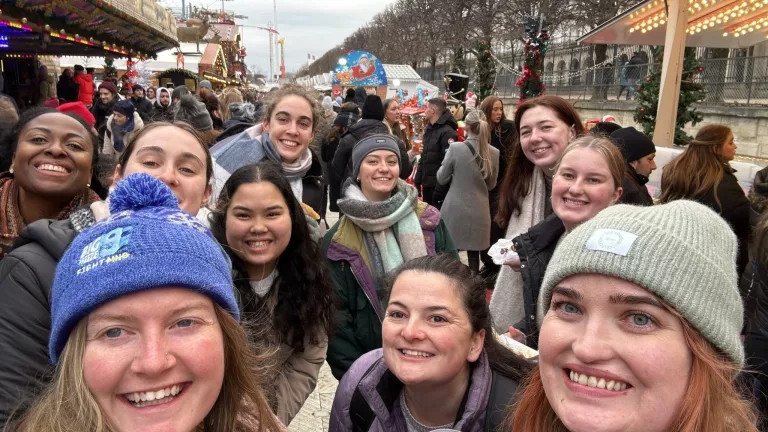 Group selfie at a Christmas market