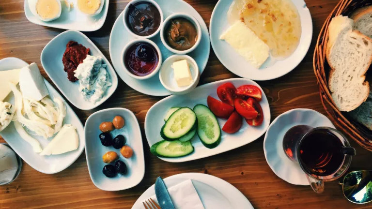 Table with food on it