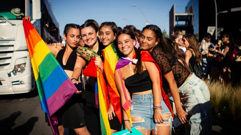 A group of girls celebrating Pride