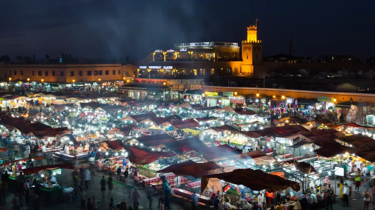 Morocco market at night time