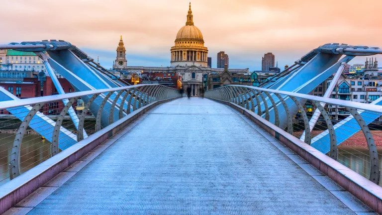 The millennium bridge looking at St Paul's cathedral 