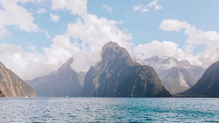 Fjords of Milford Sound in Southland, New Zealand.
