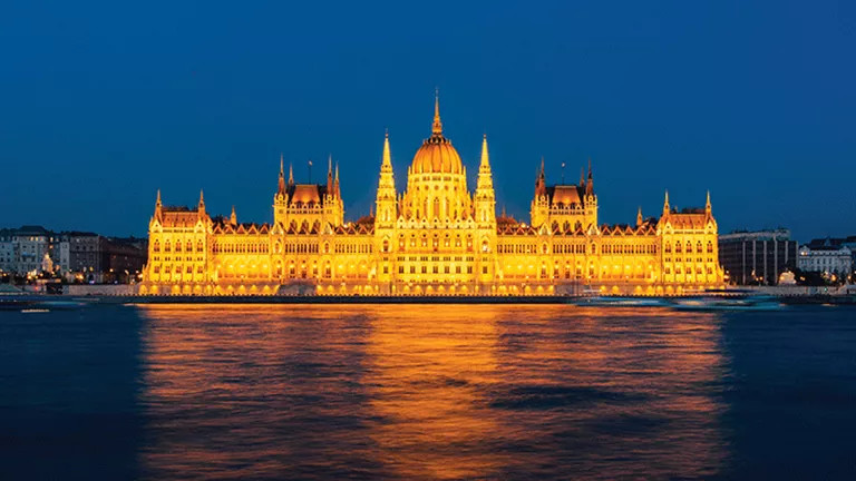 A view of the Hungarian Parliament building over the Danube river