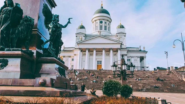 Helsinki Cathedral with it’s round domes and large pillars sits across Senate Square.