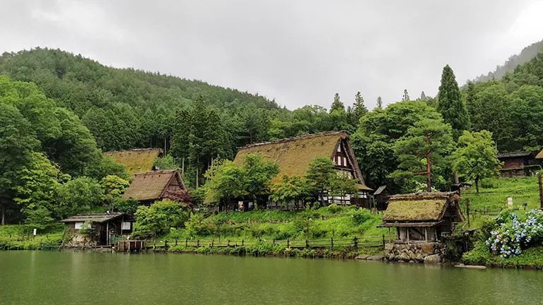 Traditional houses of the Hida Folk Village in Japan.