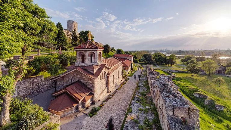 Traditional stone buildings in the Kalemegdan Park in Serbia.