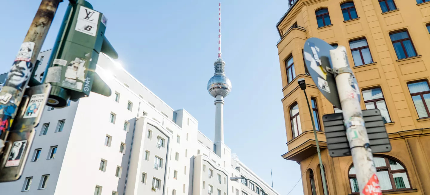 View of Berlin TV tower from below