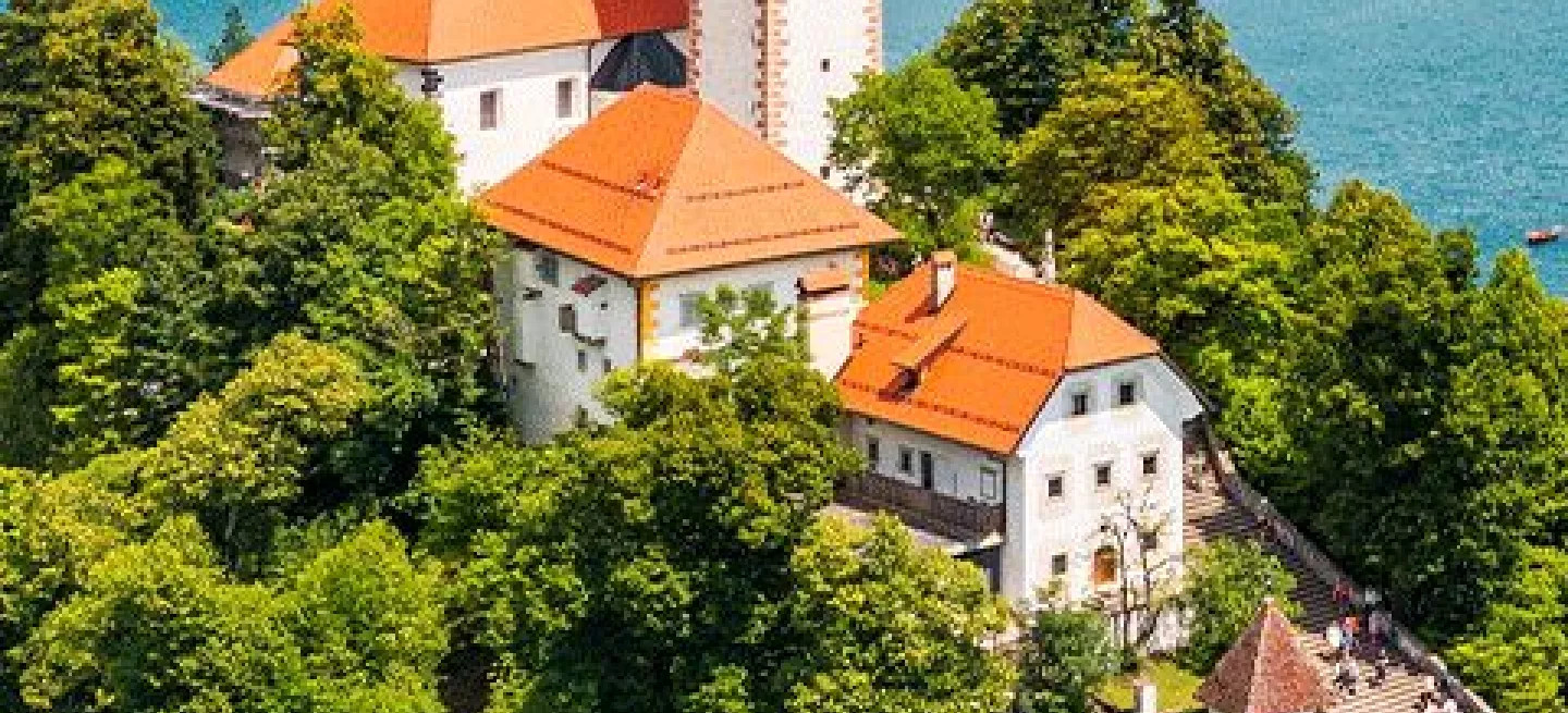 Church of the Assumption of Mary on Bled Island in Lake Bled.