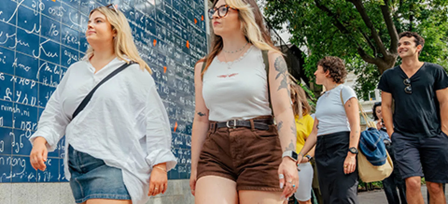 Topdeck customers walking around Paris.