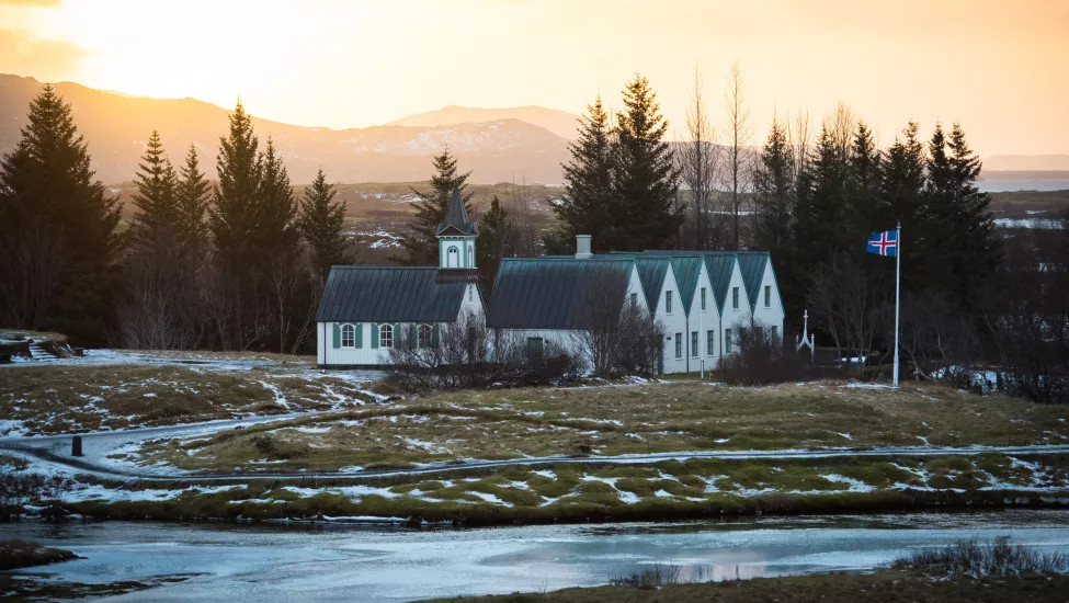 Þingvallakirkja church in Iceland’s Thingvellir National Park.