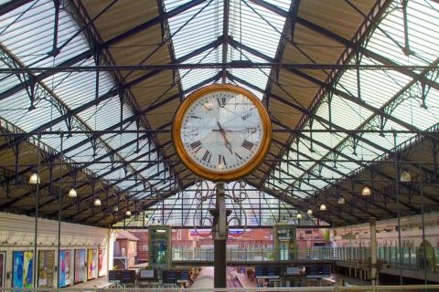 A clock in a London railway station