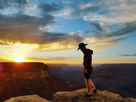 Man standing on top of mountains