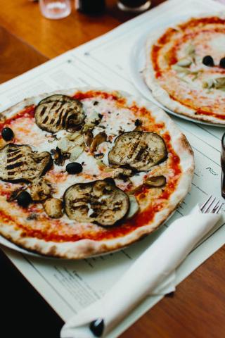A plate with pizza