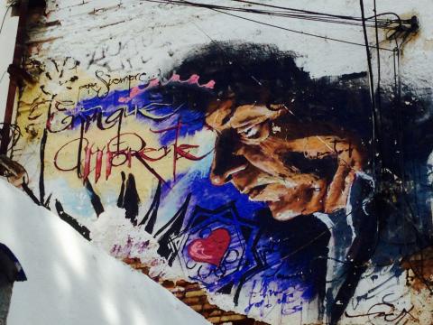 A street art on a staircase
