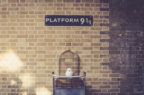 The Harry Potter platform 9 3/4 in King's Cross